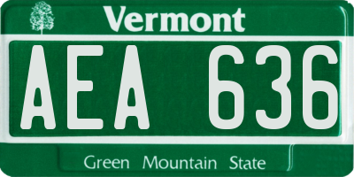 VT license plate AEA636