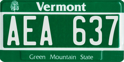 VT license plate AEA637