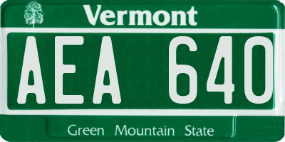 VT license plate AEA640