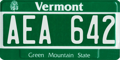 VT license plate AEA642