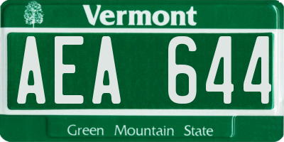VT license plate AEA644
