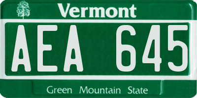 VT license plate AEA645