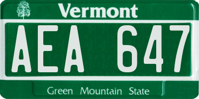 VT license plate AEA647