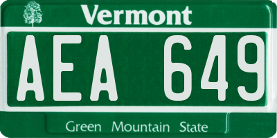 VT license plate AEA649
