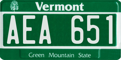 VT license plate AEA651