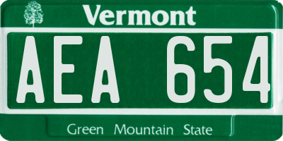 VT license plate AEA654