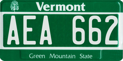 VT license plate AEA662