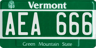 VT license plate AEA666