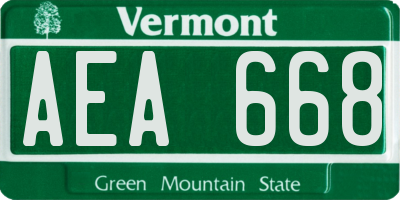 VT license plate AEA668