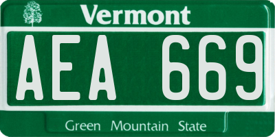 VT license plate AEA669