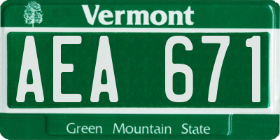 VT license plate AEA671
