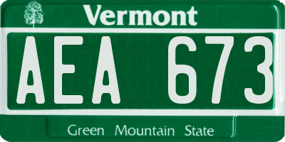 VT license plate AEA673
