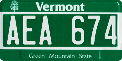 VT license plate AEA674