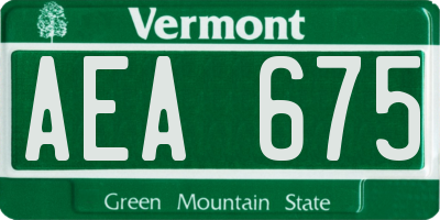 VT license plate AEA675