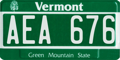 VT license plate AEA676