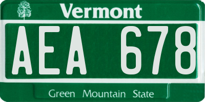 VT license plate AEA678