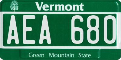 VT license plate AEA680