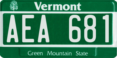 VT license plate AEA681