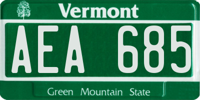 VT license plate AEA685