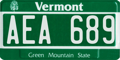 VT license plate AEA689