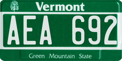 VT license plate AEA692