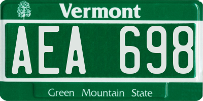 VT license plate AEA698