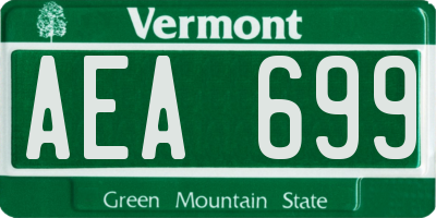 VT license plate AEA699