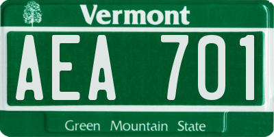 VT license plate AEA701