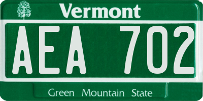 VT license plate AEA702