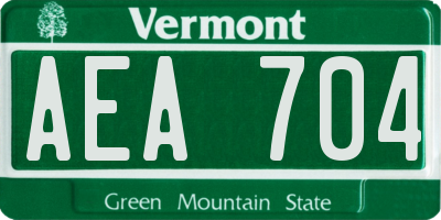 VT license plate AEA704