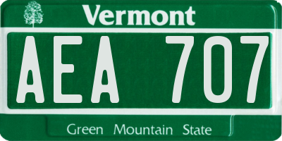 VT license plate AEA707
