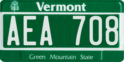 VT license plate AEA708