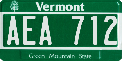 VT license plate AEA712