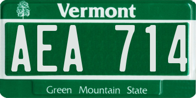 VT license plate AEA714