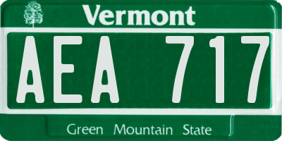 VT license plate AEA717