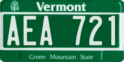 VT license plate AEA721