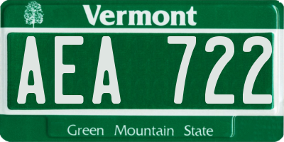 VT license plate AEA722