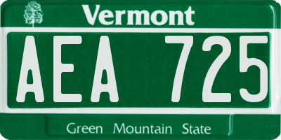 VT license plate AEA725