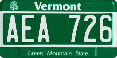 VT license plate AEA726