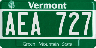 VT license plate AEA727