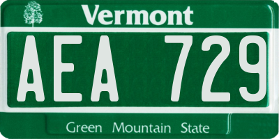 VT license plate AEA729