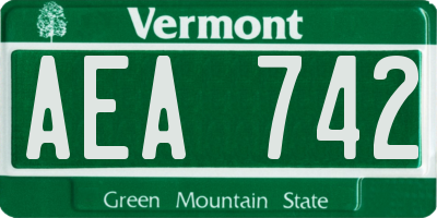 VT license plate AEA742