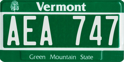 VT license plate AEA747