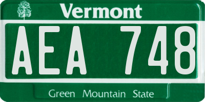 VT license plate AEA748