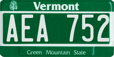 VT license plate AEA752