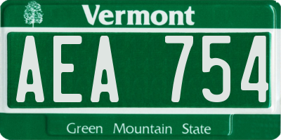 VT license plate AEA754