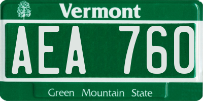 VT license plate AEA760