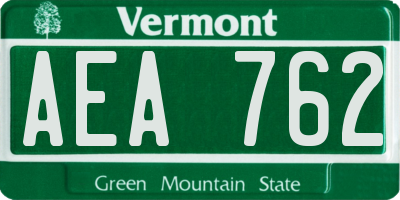 VT license plate AEA762