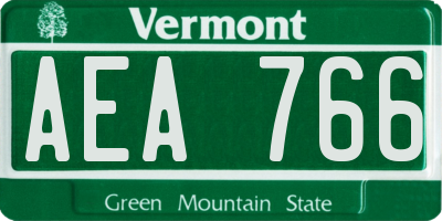 VT license plate AEA766