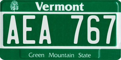 VT license plate AEA767